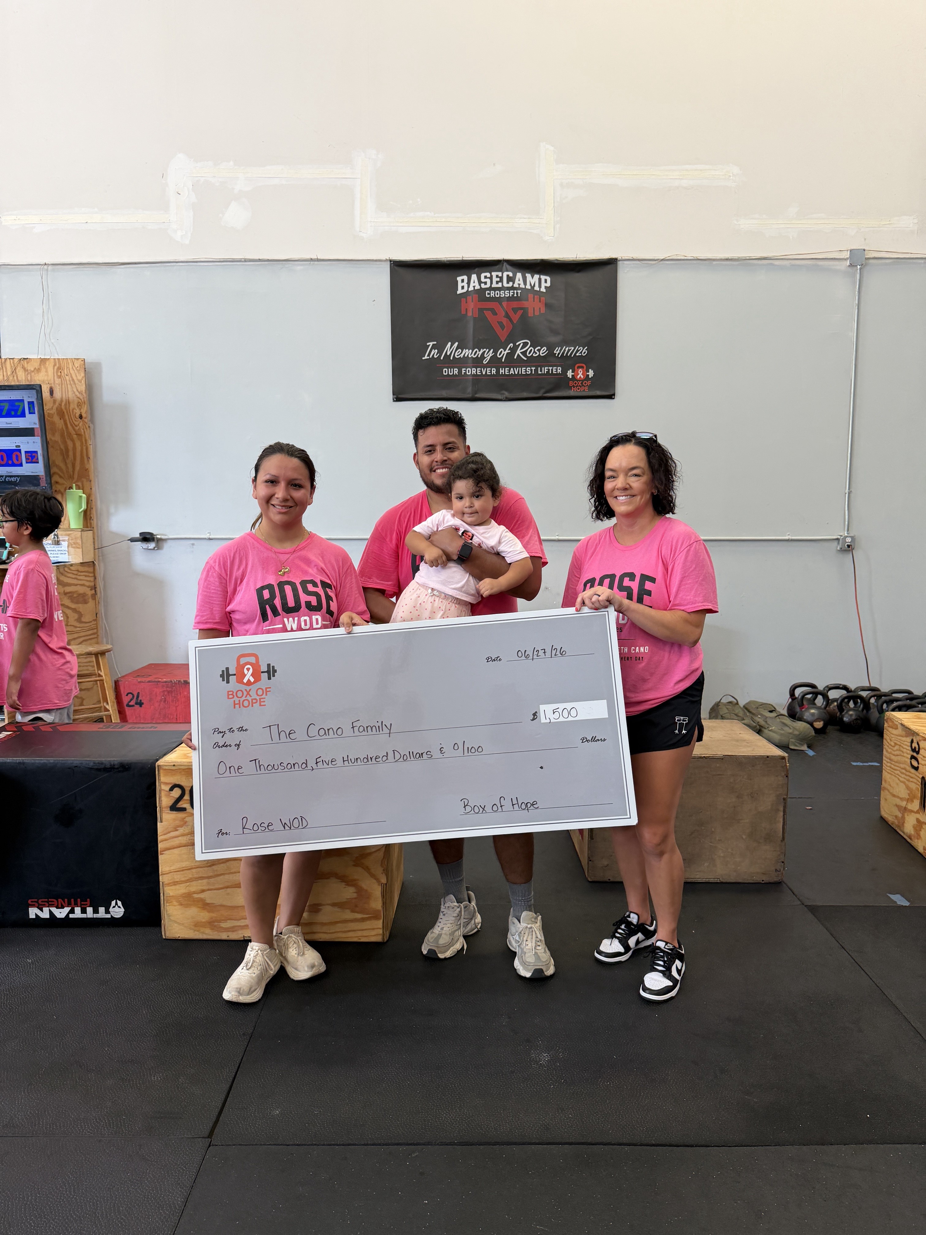 Rose WOD Fundraiser Check
